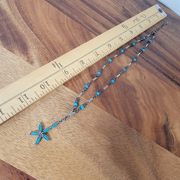Zuni Style Faux Turquoise Beaded Necklace Star Starfish - Picture 15 of 17